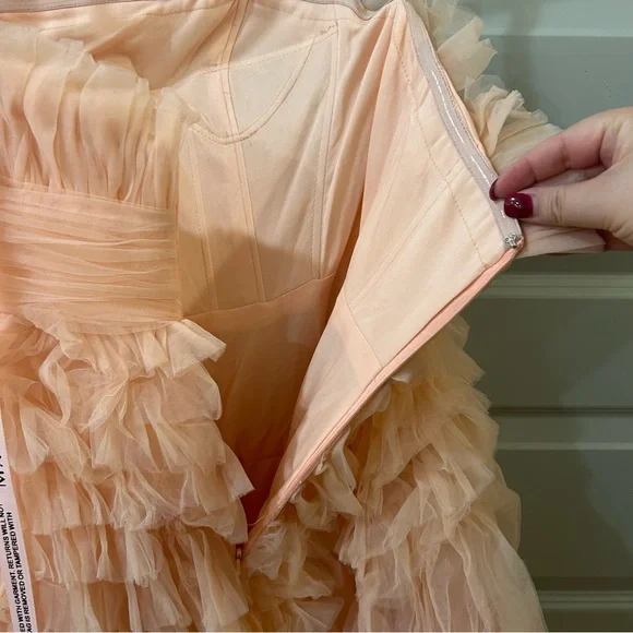 NWT Mac Duggal 20573 Tiered Strapless Tulle A-Line High-Low Gown Anthropologie - Picture 8 of 8